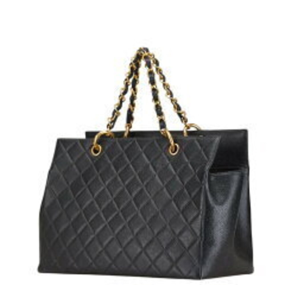 Chanel Gold Mark Black Tote Coco Chain Bag Matelasse